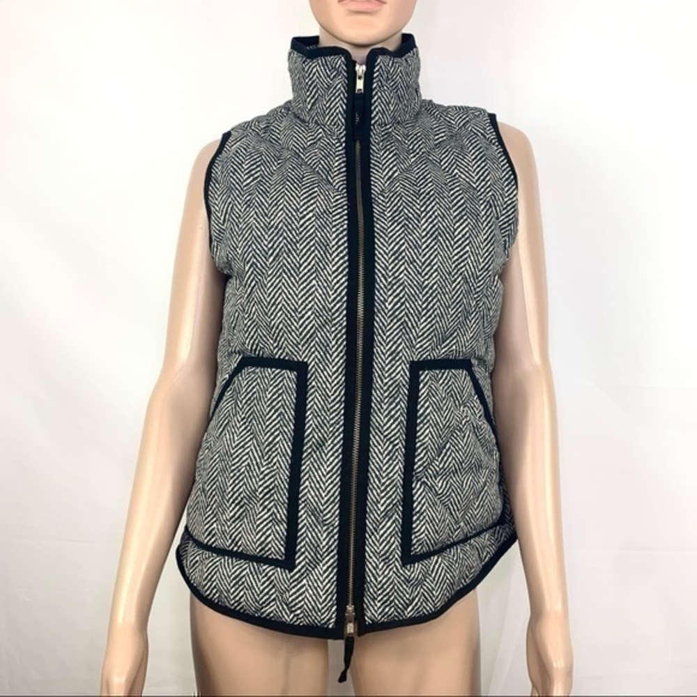 J.Crew Quilted Puffer Down Vest in Herringbone S
